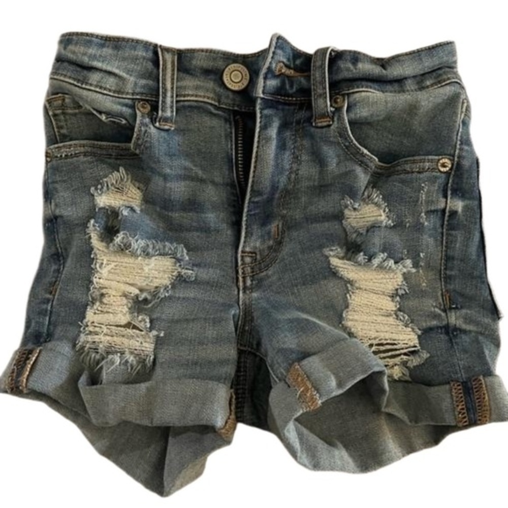Aeropostale High Rise Distressed Denim Cuffed Shorts Size 00
